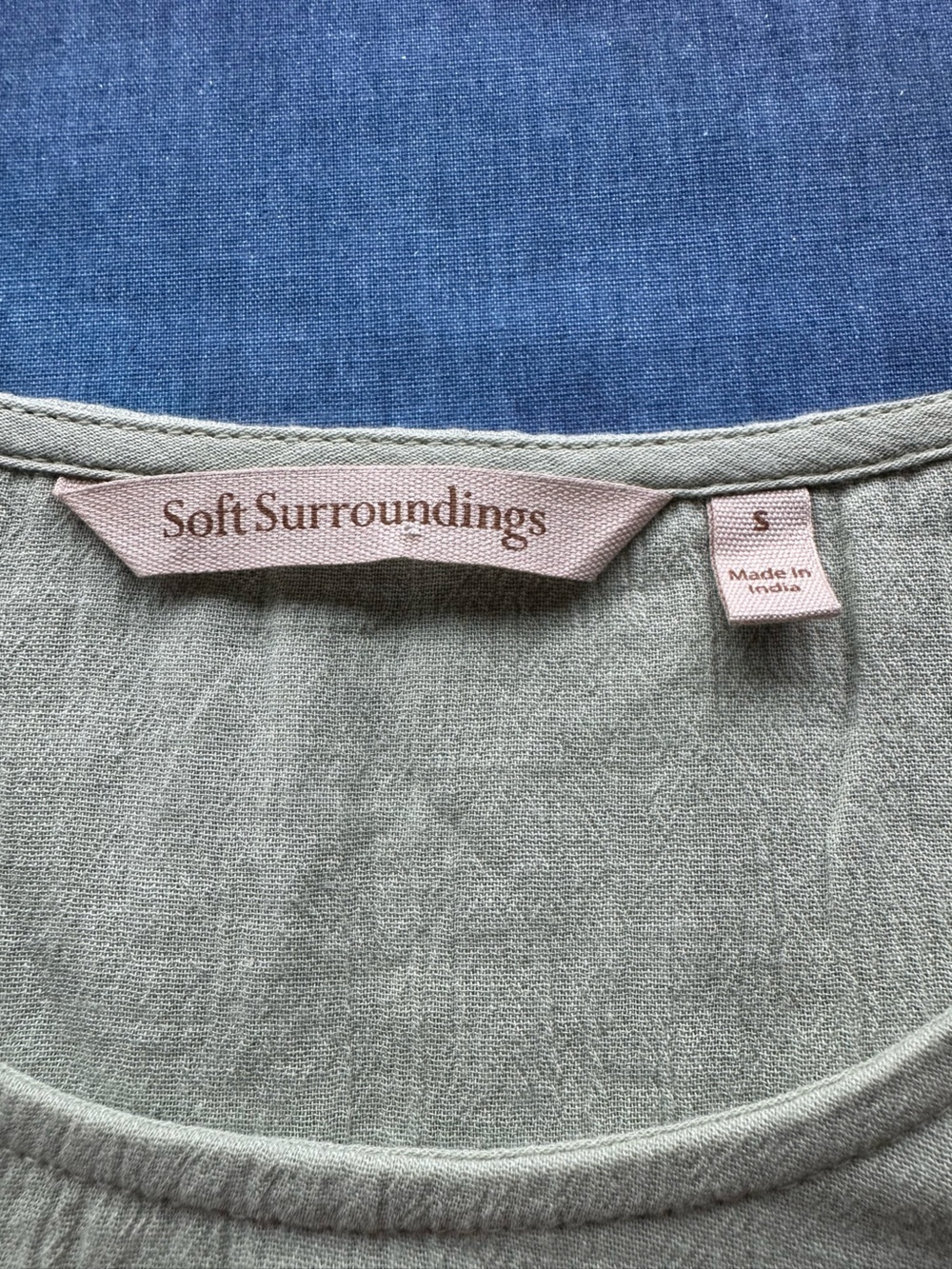 Soft Surroundings Siesta Key Tunic S Sage Green Double Layer Cotton Gauze Top - Picture 8 of 10